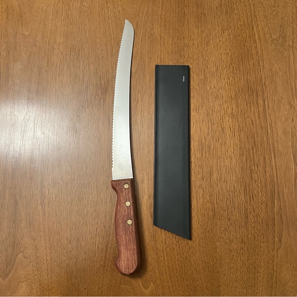 Bread Knife 16" Mercer Praxis Curved 10" Blade Rosewood Handle with Knife Guard - Picture 3 of 10